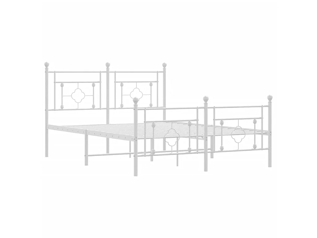 Bettgestell mit Kopf- und Fußteil Metall Weiß 140x190 cm