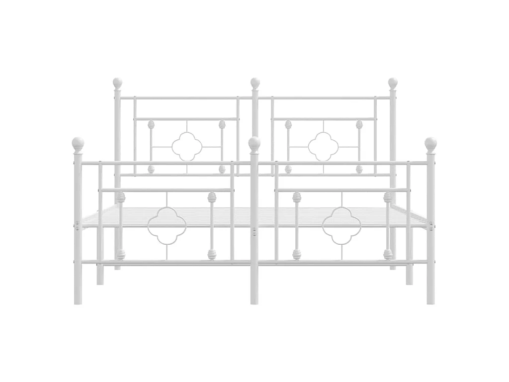 Bettgestell mit Kopf- und Fußteil Metall Weiß 140x190 cm