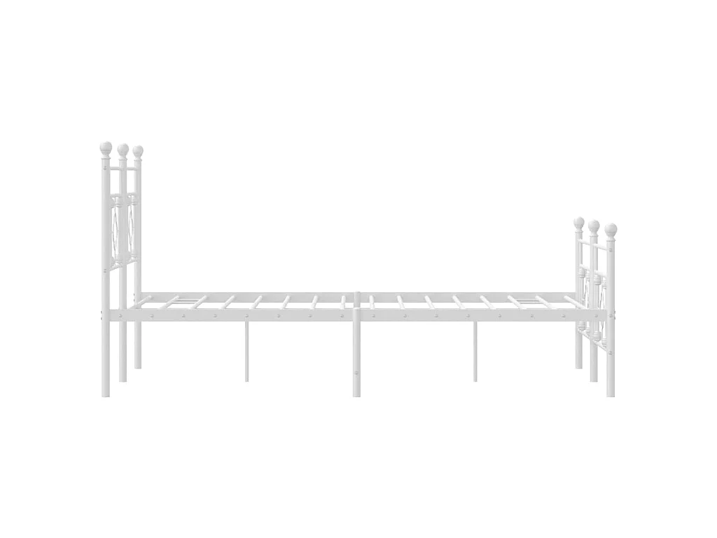 Bettgestell mit Kopf- und Fußteil Metall Weiß 140x190 cm