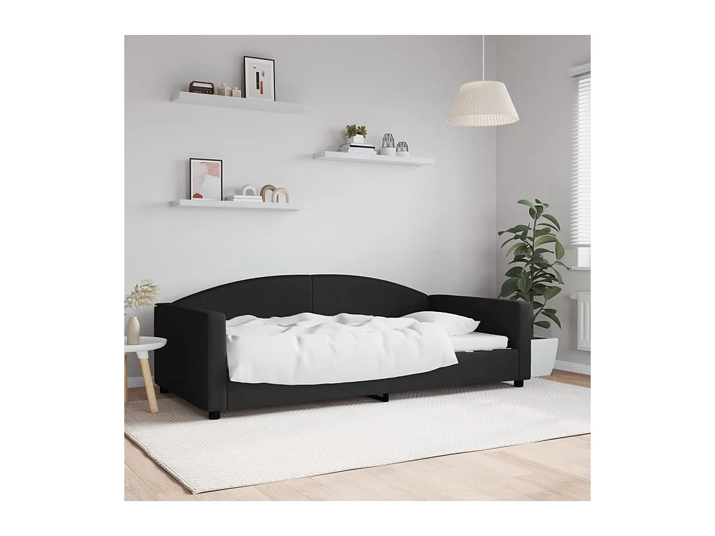 Lit de repos sans matelas noir 100x200 cm tissu