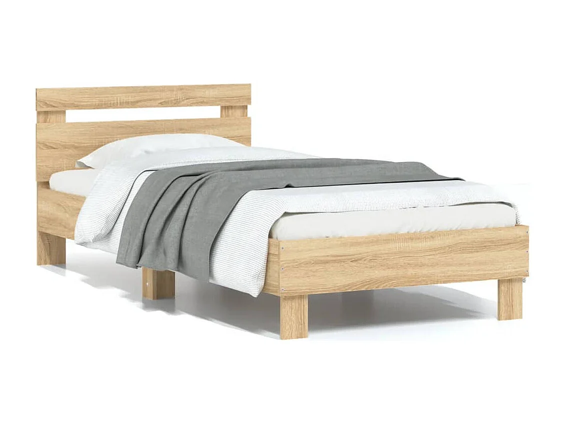 Bedframe met hoofdbord zonder matras sonoma eiken 90x200 cm
