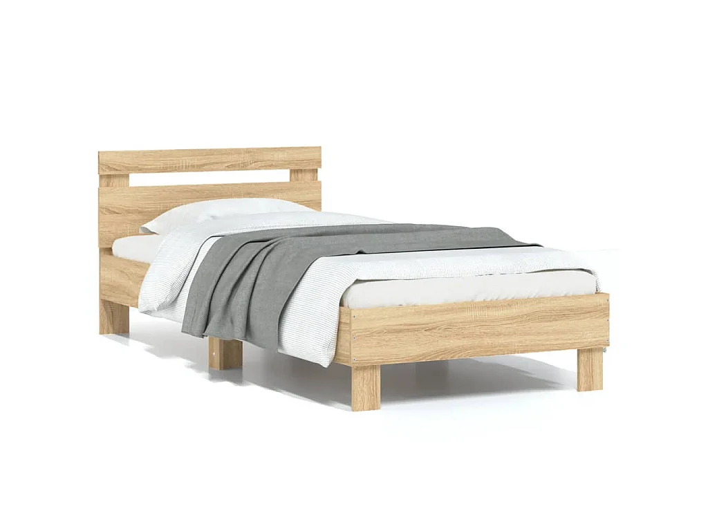 Bedframe met hoofdbord zonder matras sonoma eiken 90x200 cm