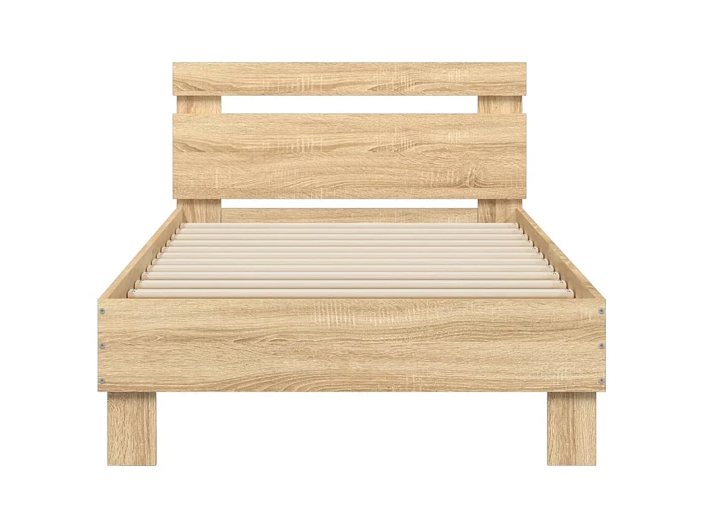 Bedframe met hoofdbord zonder matras sonoma eiken 90x200 cm
