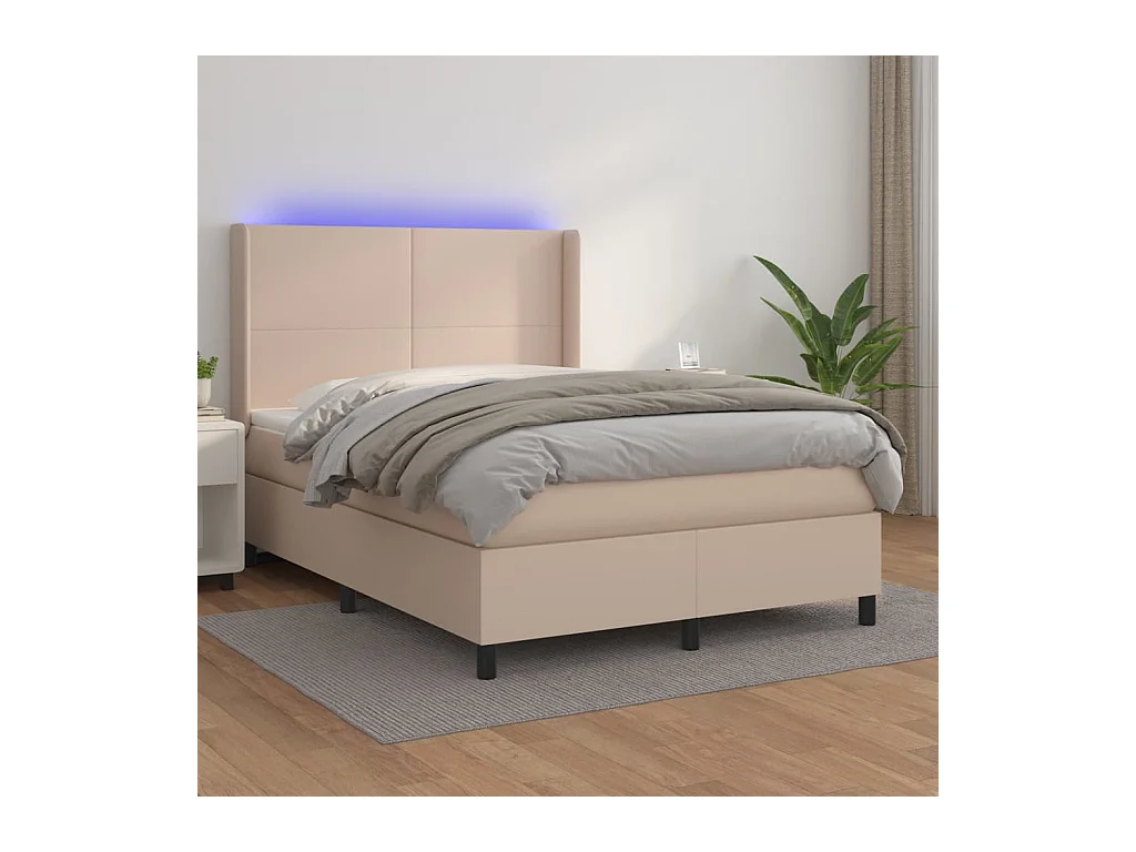 Sommier à lattes de lit matelas LED Cappuccino 140x190 cm