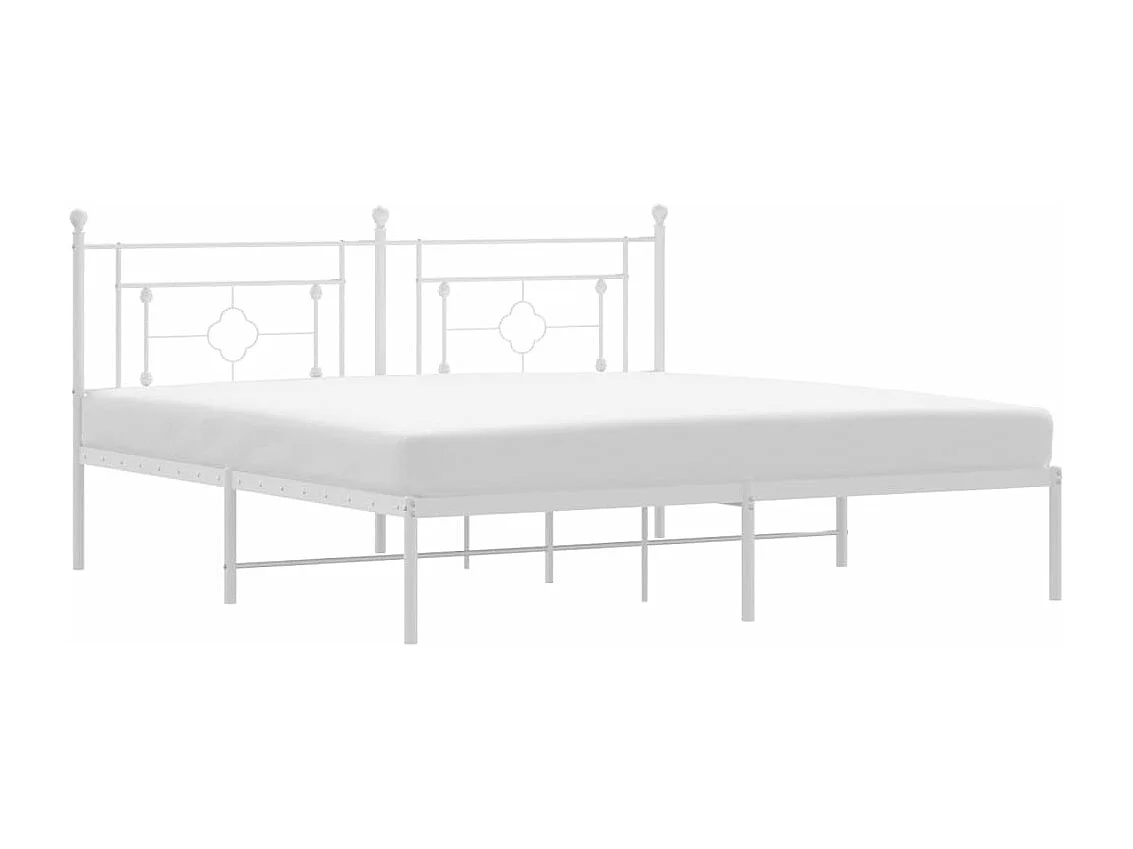 Bedframe met hoofdbord metaal wit 180x200 cm