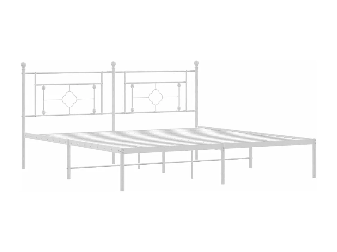 Bedframe met hoofdbord metaal wit 180x200 cm