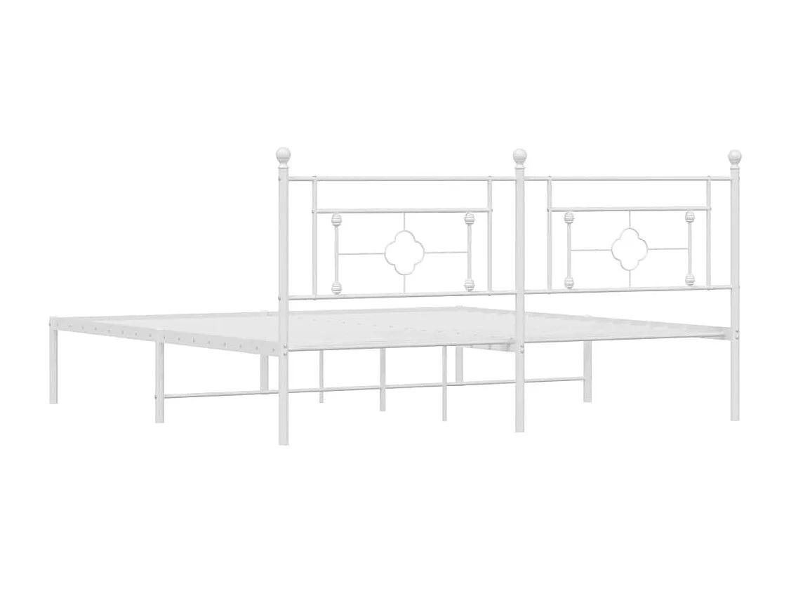 Bedframe met hoofdbord metaal wit 180x200 cm