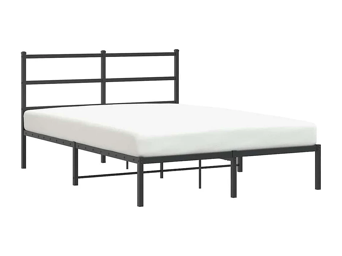 Cadre de lit métal sans matelas avec tête de lit noir 140x200cm