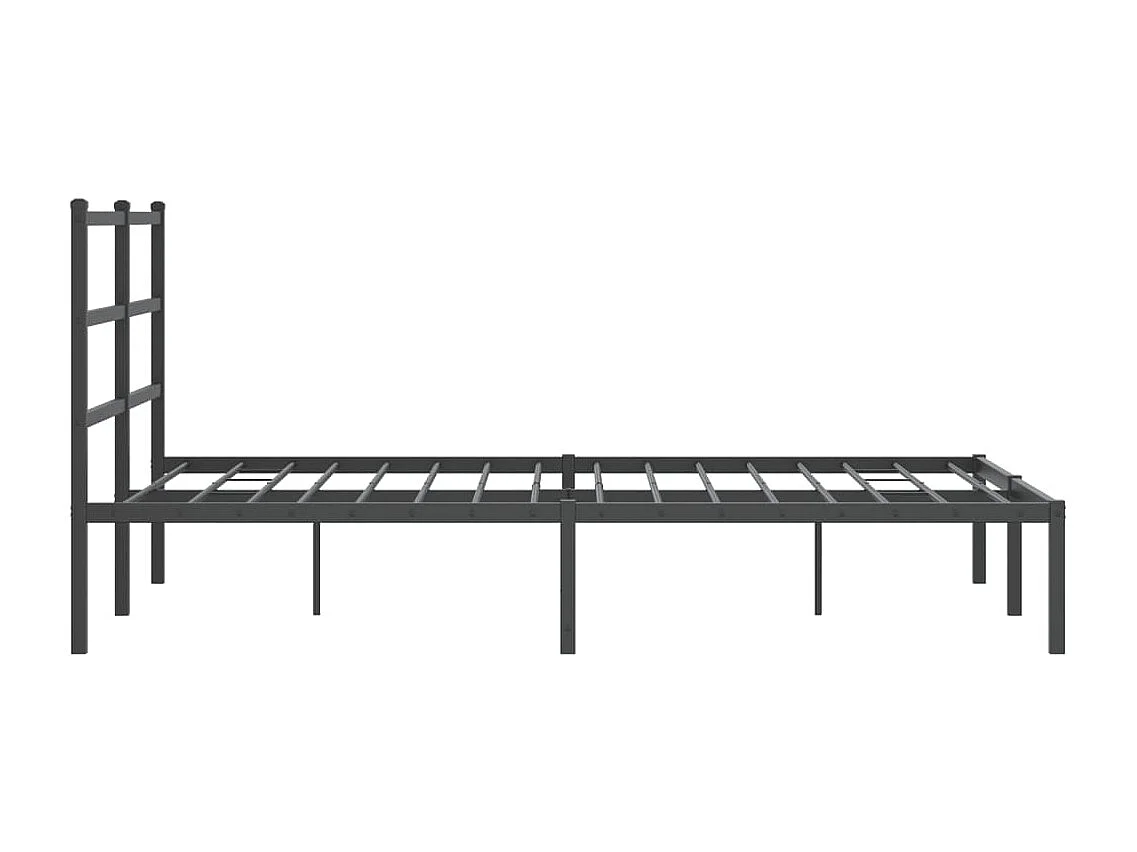 Cadre de lit métal sans matelas avec tête de lit noir 140x200cm