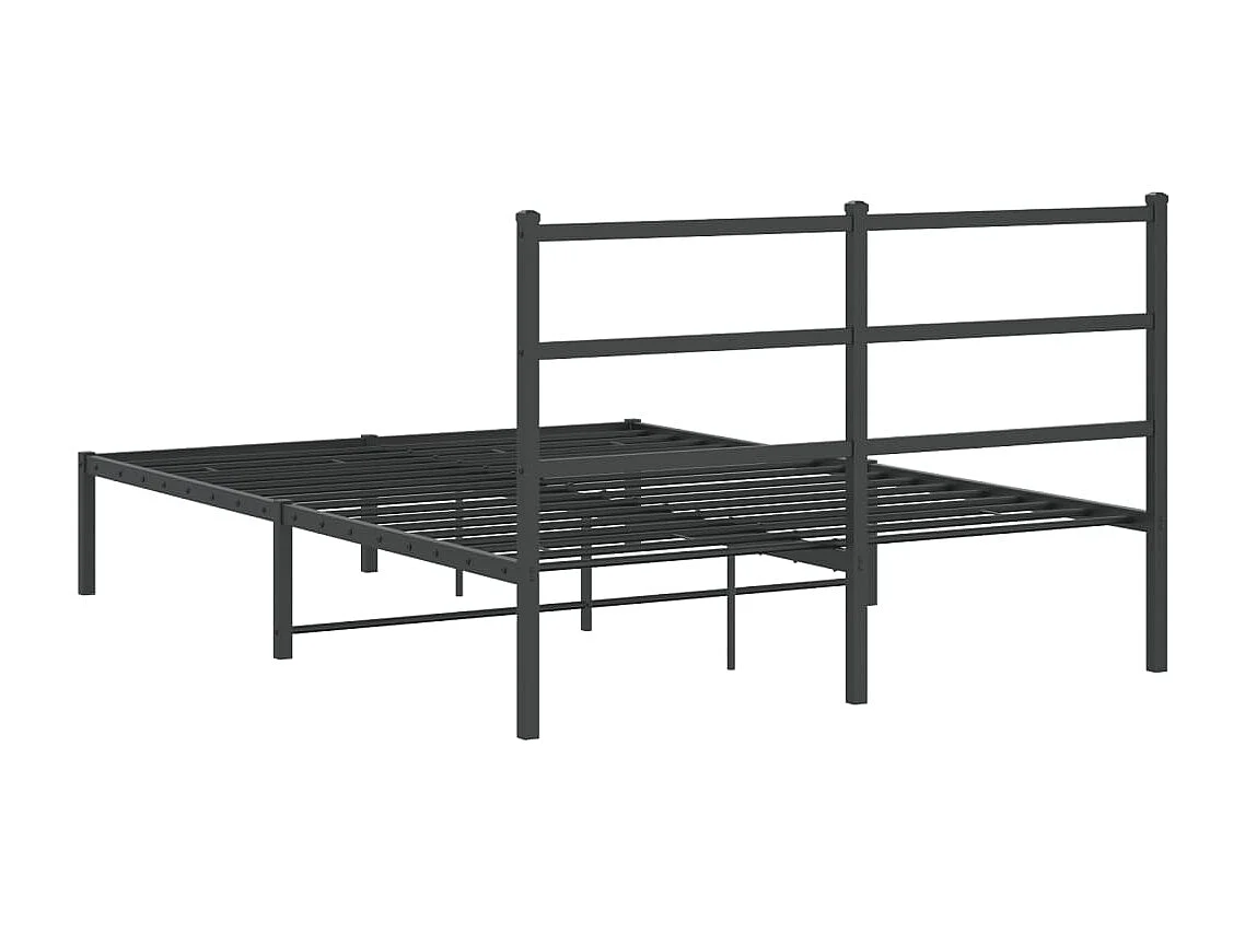 Cadre de lit métal sans matelas avec tête de lit noir 140x200cm
