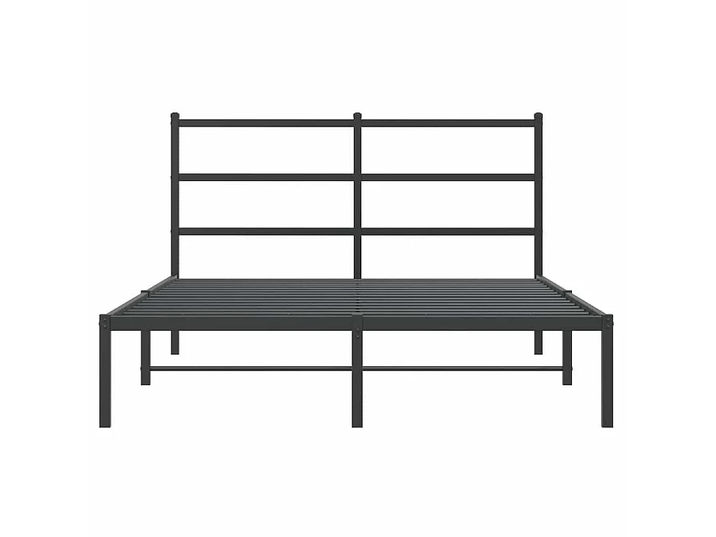 Cadre de lit métal sans matelas avec tête de lit noir 140x200cm