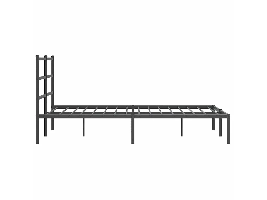 Cadre de lit métal sans matelas avec tête de lit noir 140x200cm