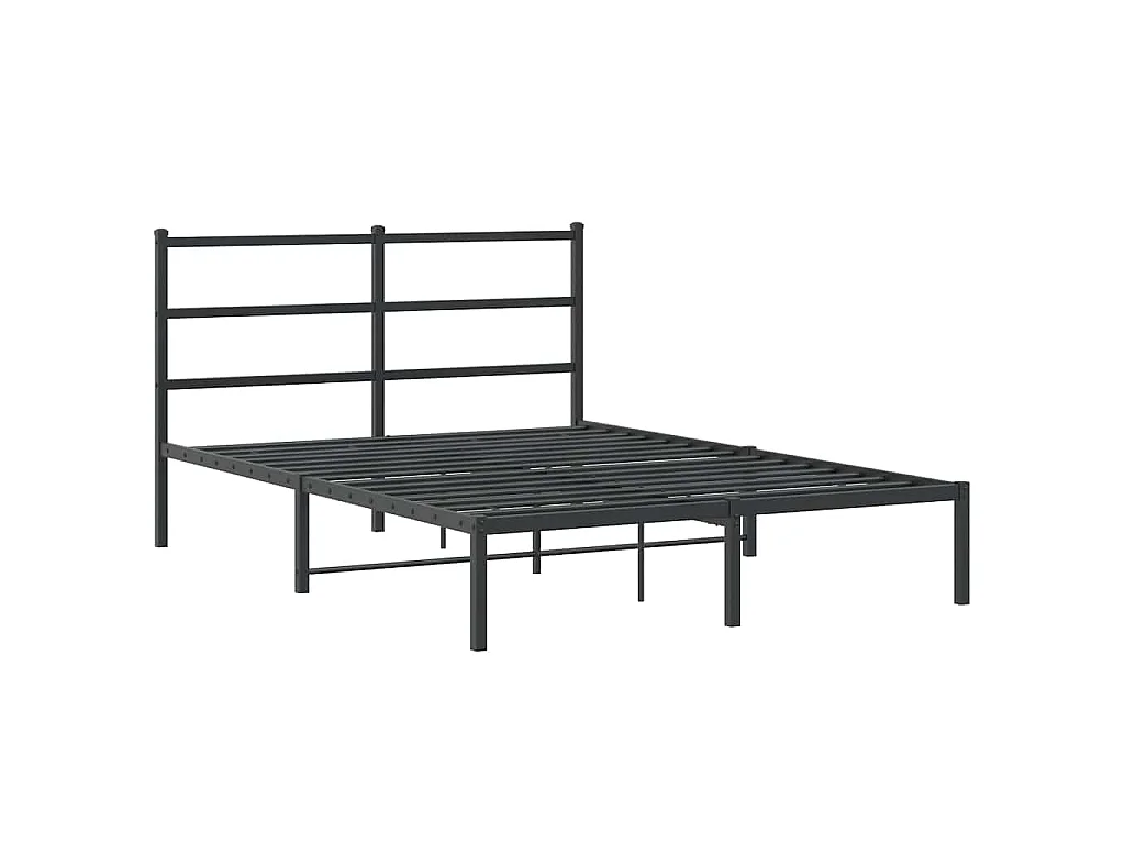 Cadre de lit métal sans matelas avec tête de lit noir 140x200cm