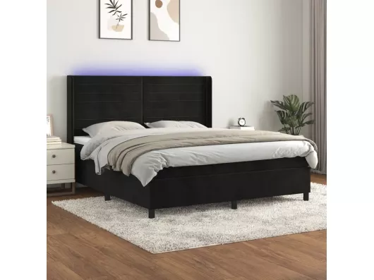 Kauf Unique Boxspringbett mit Matratze & LED Schwarz 180x200 cm Samt