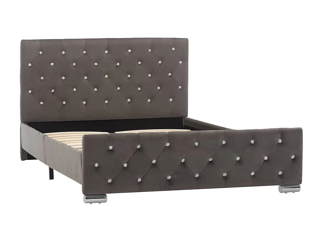 Cadre de lit sans matelas gris tissu 120x200 cm