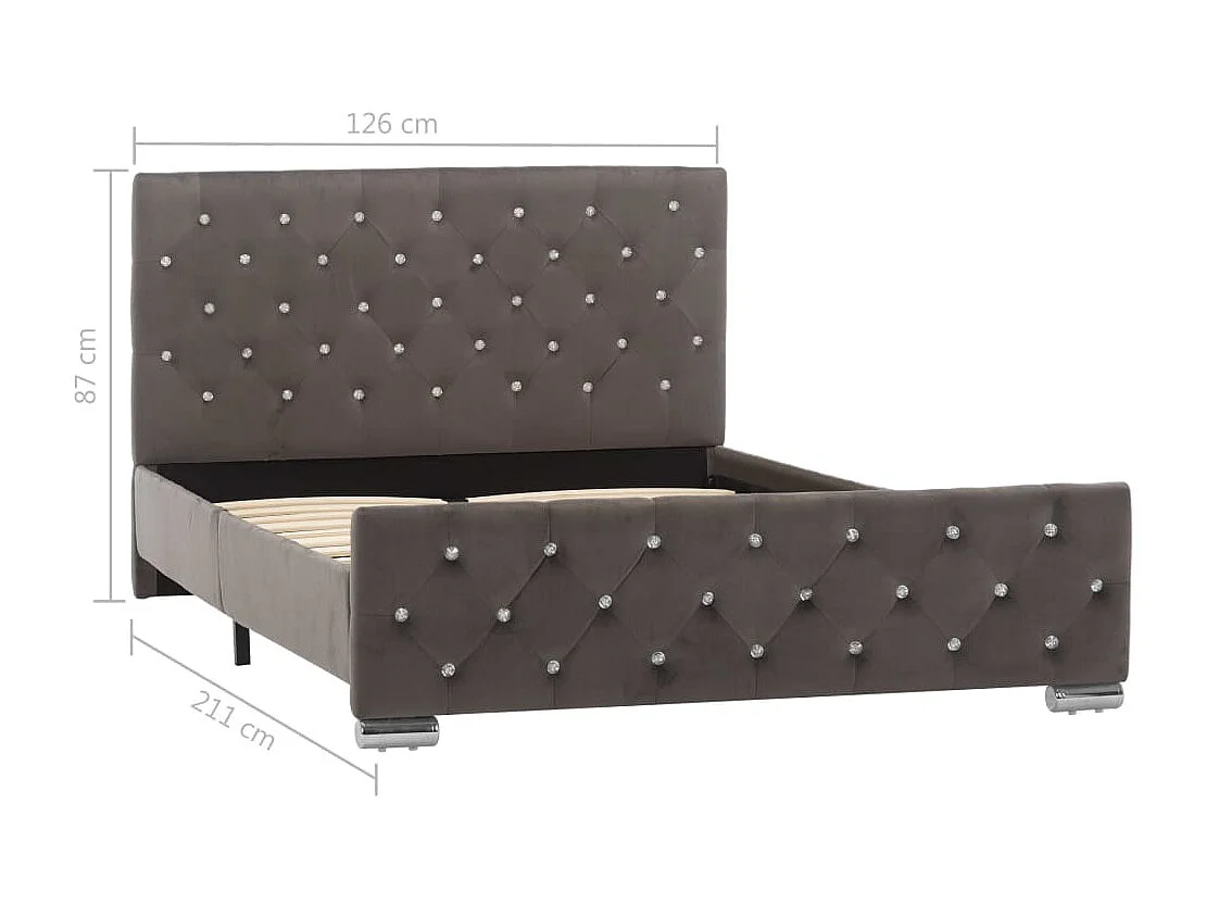 Cadre de lit sans matelas gris tissu 120x200 cm