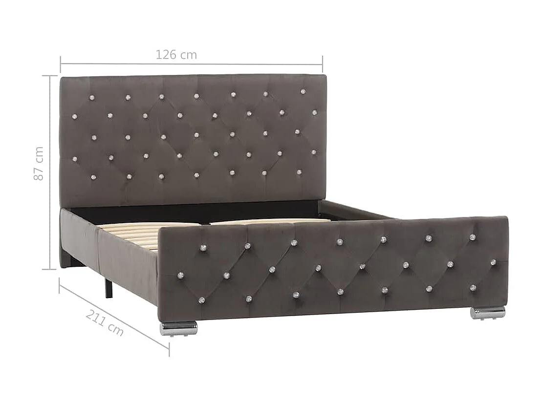 Cadre de lit sans matelas gris tissu 120x200 cm