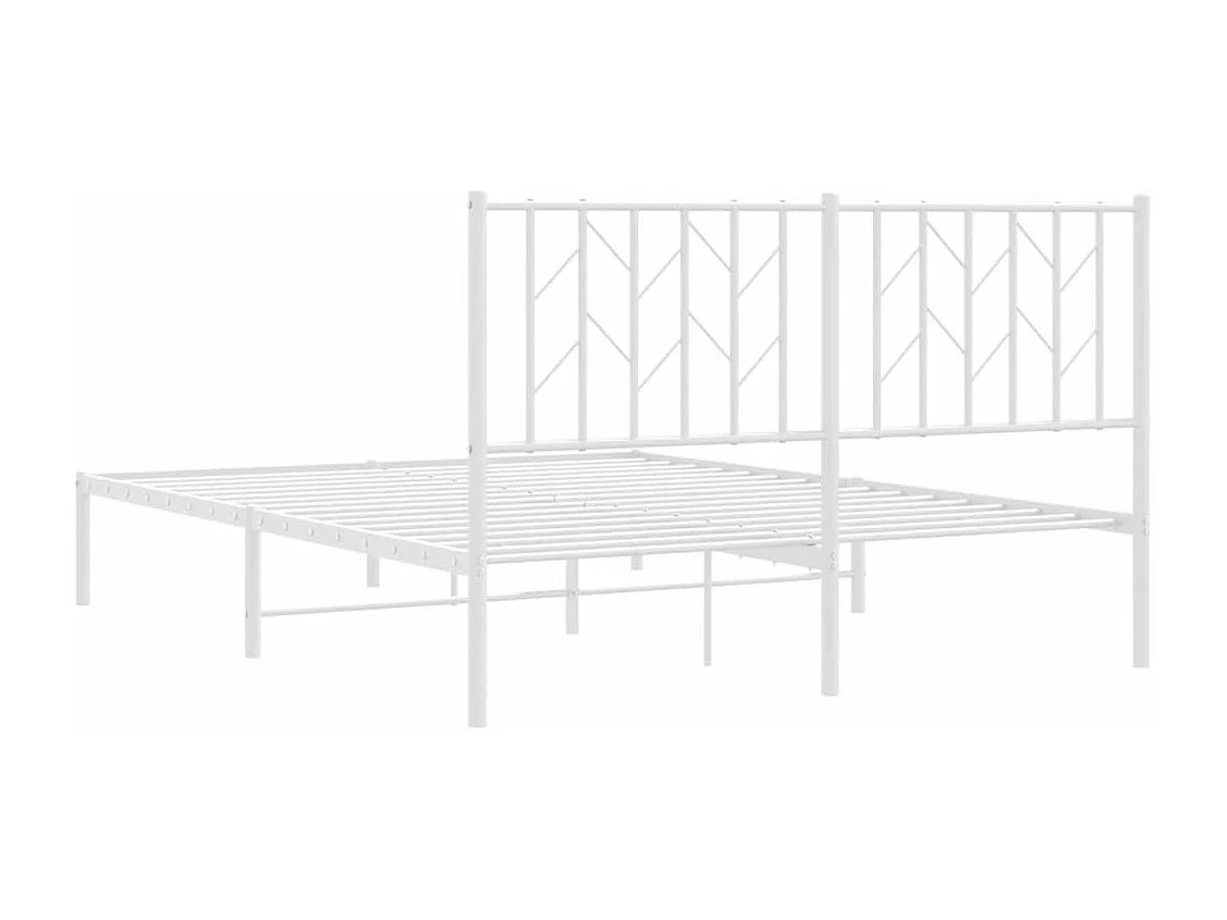 Bedframe met hoofdbord metaal wit 140x190 cm