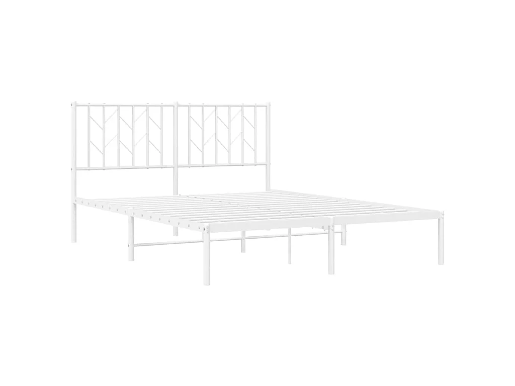 Cadre de lit métal sans matelas et tête de lit blanc 140x190 cm