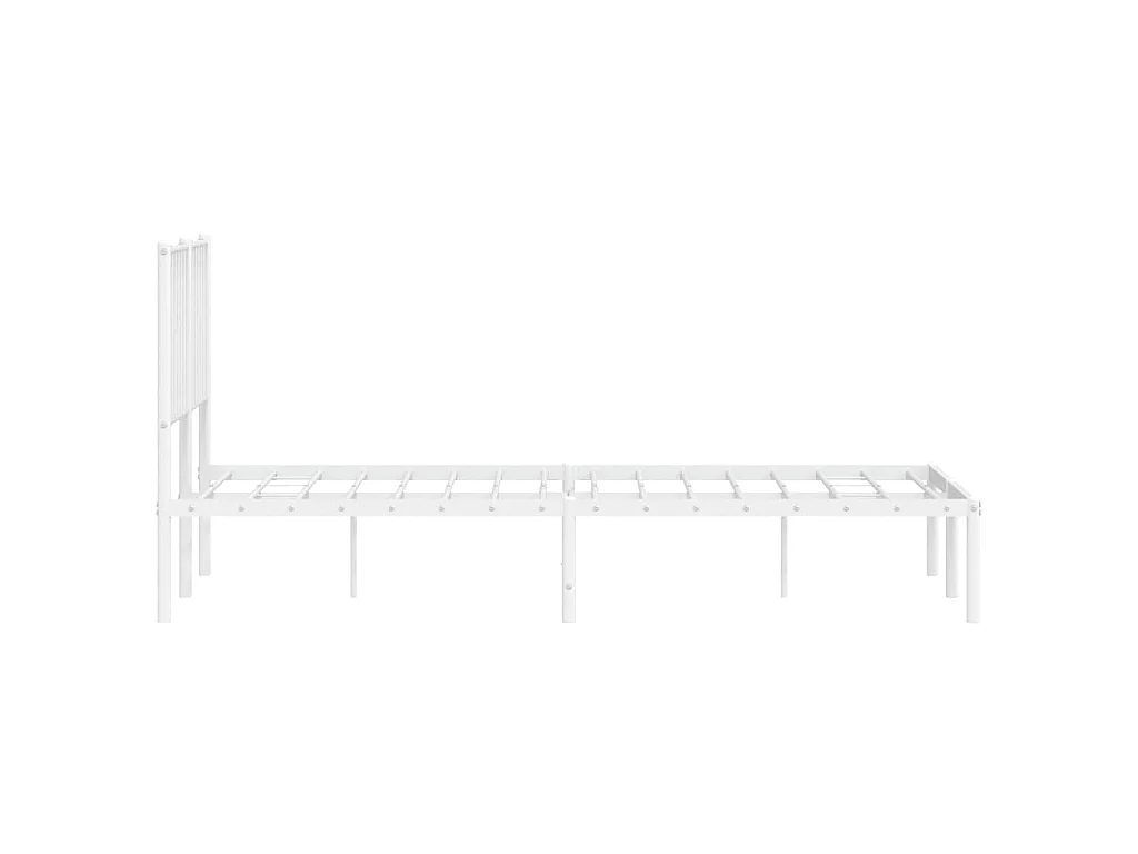 Cadre de lit métal sans matelas et tête de lit blanc 140x190 cm