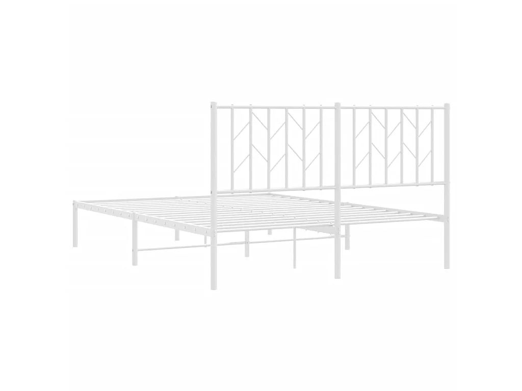 Cadre de lit métal sans matelas et tête de lit blanc 140x190 cm