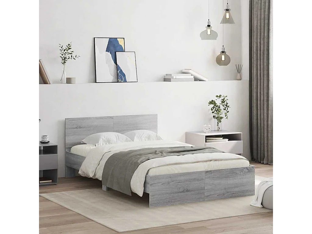 Giroletto con Testiera Grigio Sonoma 135x190 cm