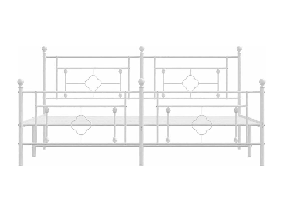 Bettgestell mit Kopf- und Fußteil Metall Weiß 180x200 cm
