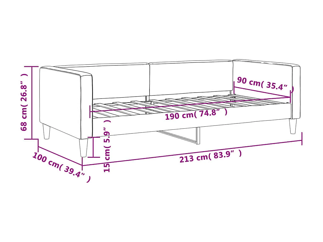Lit de repos sans matelas gris clair 90x190 cm tissu