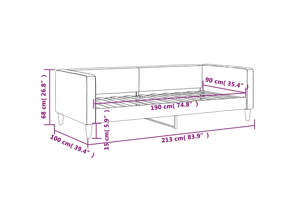 Lit de repos sans matelas gris clair 90x190 cm tissu