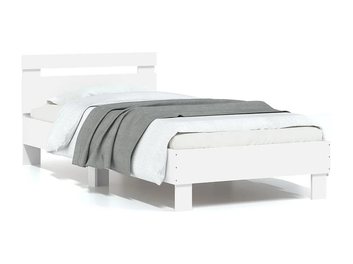 Estrutura de cama c/ cabeceira 90x190 cm deriv. madeira branco