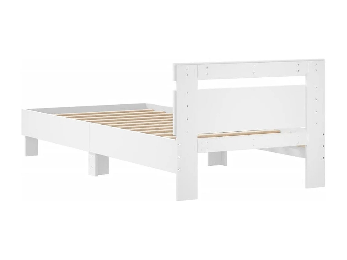 Estrutura de cama c/ cabeceira 90x190 cm deriv. madeira branco