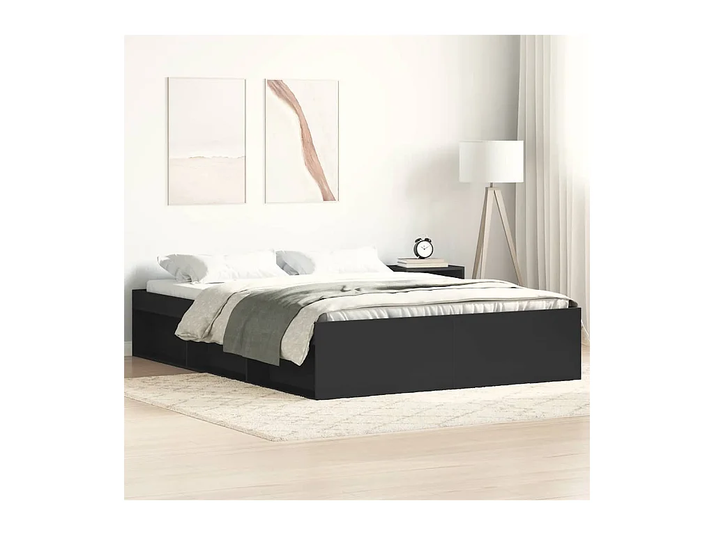 Cadre de lit sans matelas noir 140x190 cm