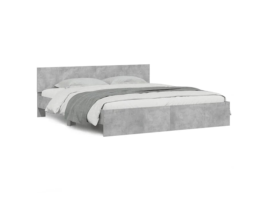 Cadre de lit sans matelas gris béton 160x200 cm