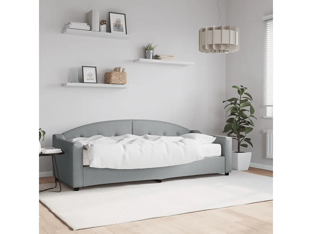 Lit de jour avec matelas gris clair 80x200 cm tissu