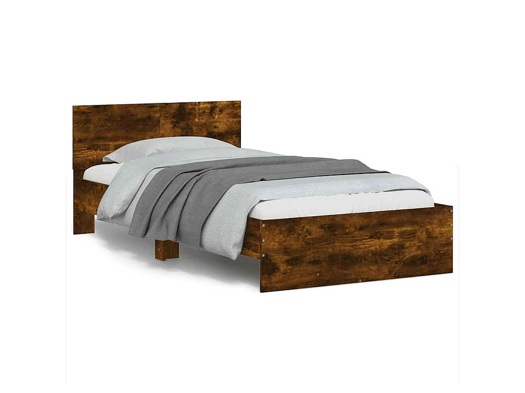Bettgestell mit Kopfteil Räuchereiche 100x200 cm Holzwerkstoff