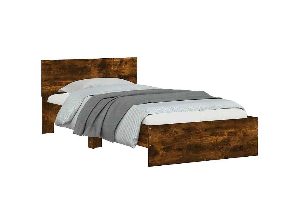 Cadre de lit sans matelas avec tête de lit chêne fumé 100x200cm