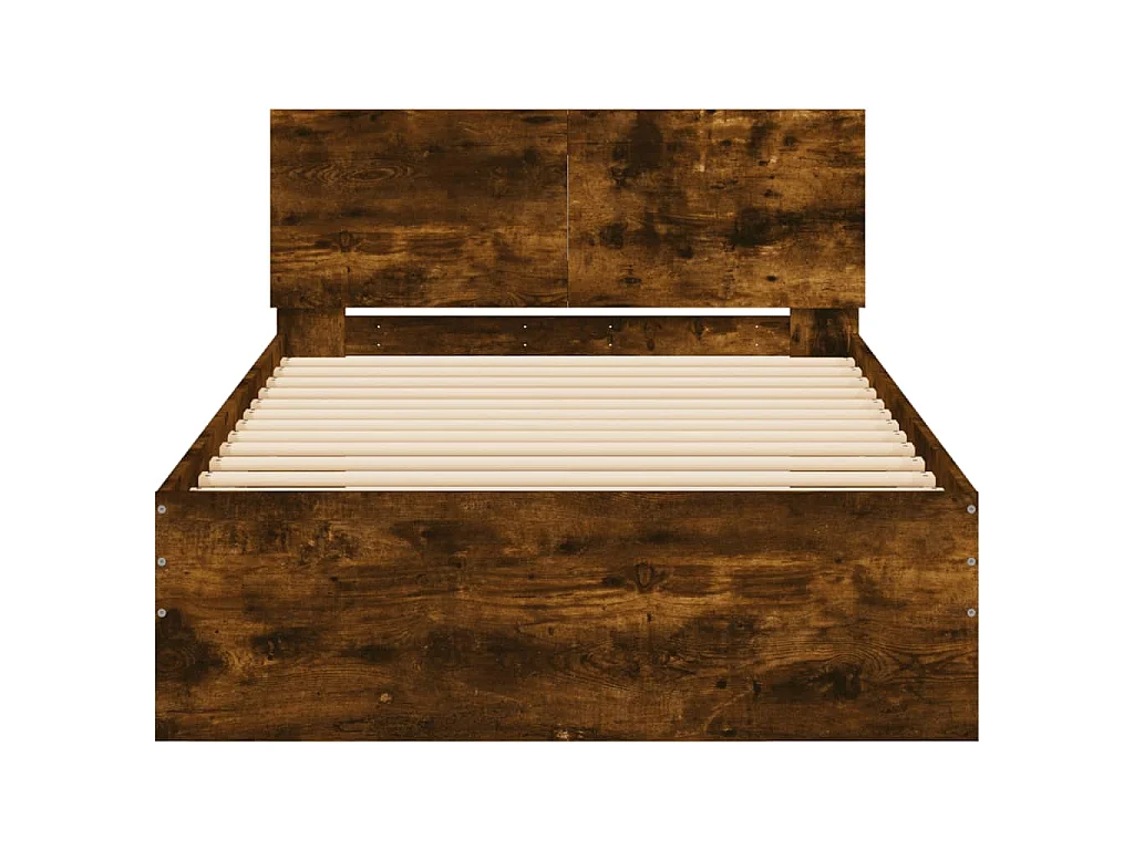 Cadre de lit sans matelas avec tête de lit chêne fumé 100x200cm