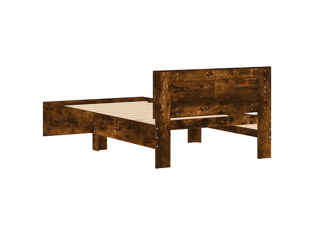 Cadre de lit sans matelas avec tête de lit chêne fumé 100x200cm