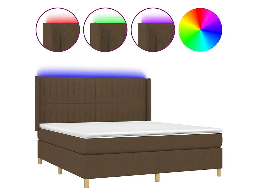Sommier à lattes de lit matelas et LED Marron foncé 160x200 cm