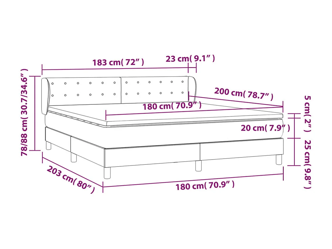 Boxspring met matras stof taupe 180x200 cm