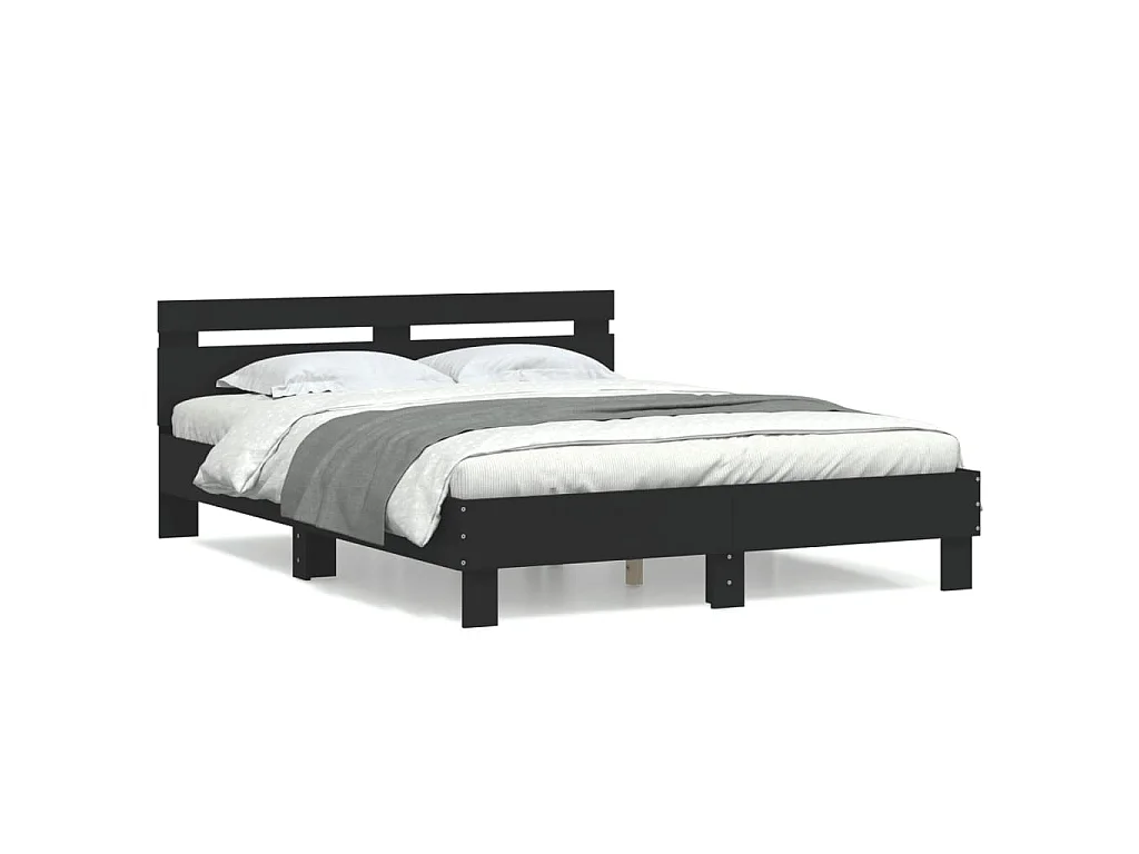 Giroletto con Testiera Neri 140x190 cm in Legno Multistrato