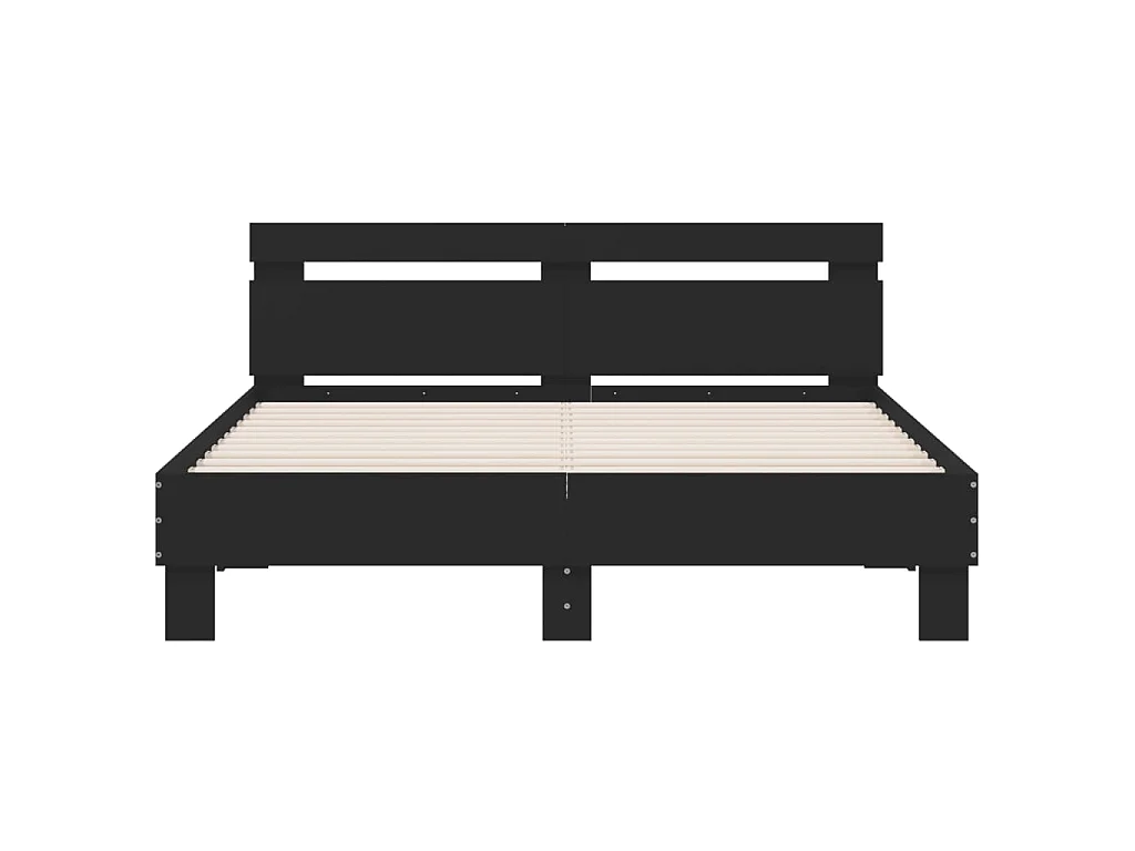 Giroletto con Testiera Neri 140x190 cm in Legno Multistrato