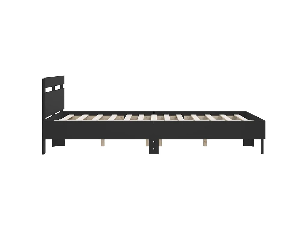 Giroletto con Testiera Neri 140x190 cm in Legno Multistrato