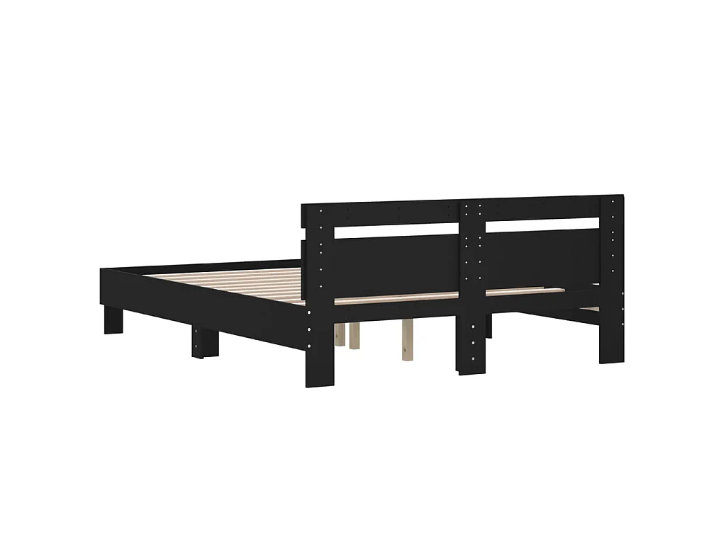 Giroletto con Testiera Neri 140x190 cm in Legno Multistrato