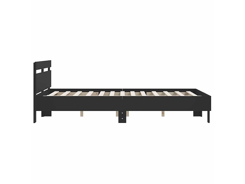 Giroletto con Testiera Neri 140x190 cm in Legno Multistrato