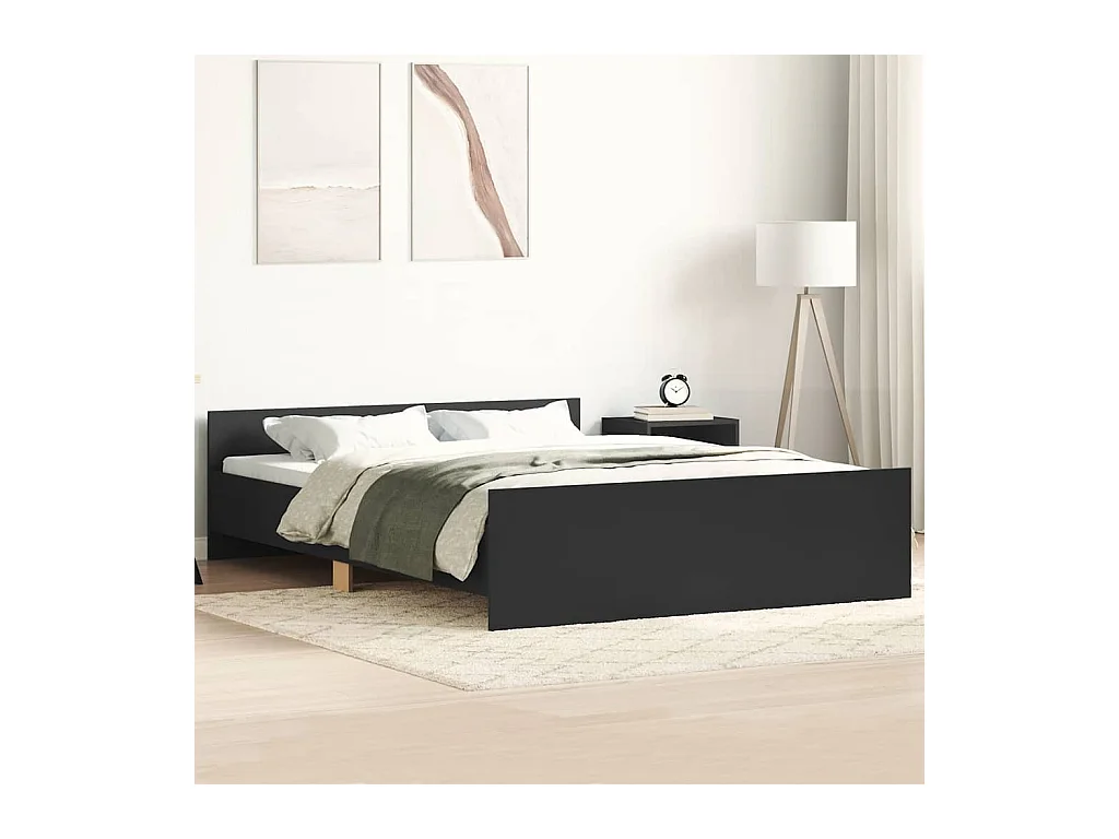 Cadre de lit sans matelas noir 135x190 cm