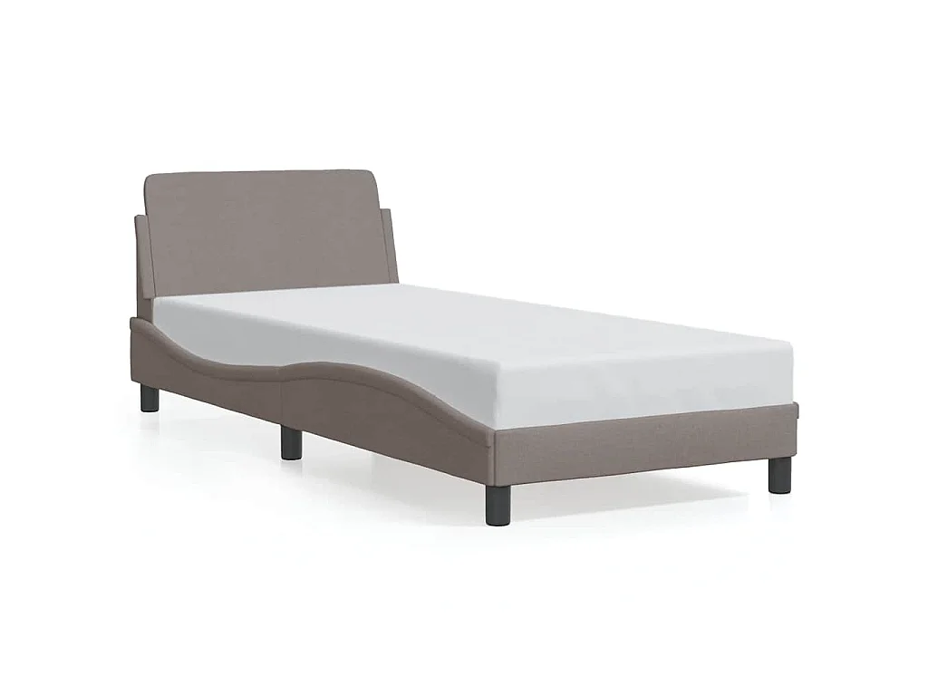Cadre de lit avec tête de lit Dover taupe 90x190cm tissu