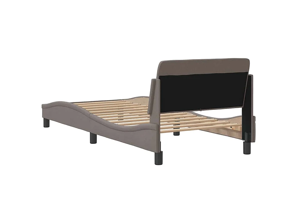 Cadre de lit avec tête de lit Dover taupe 90x190cm tissu