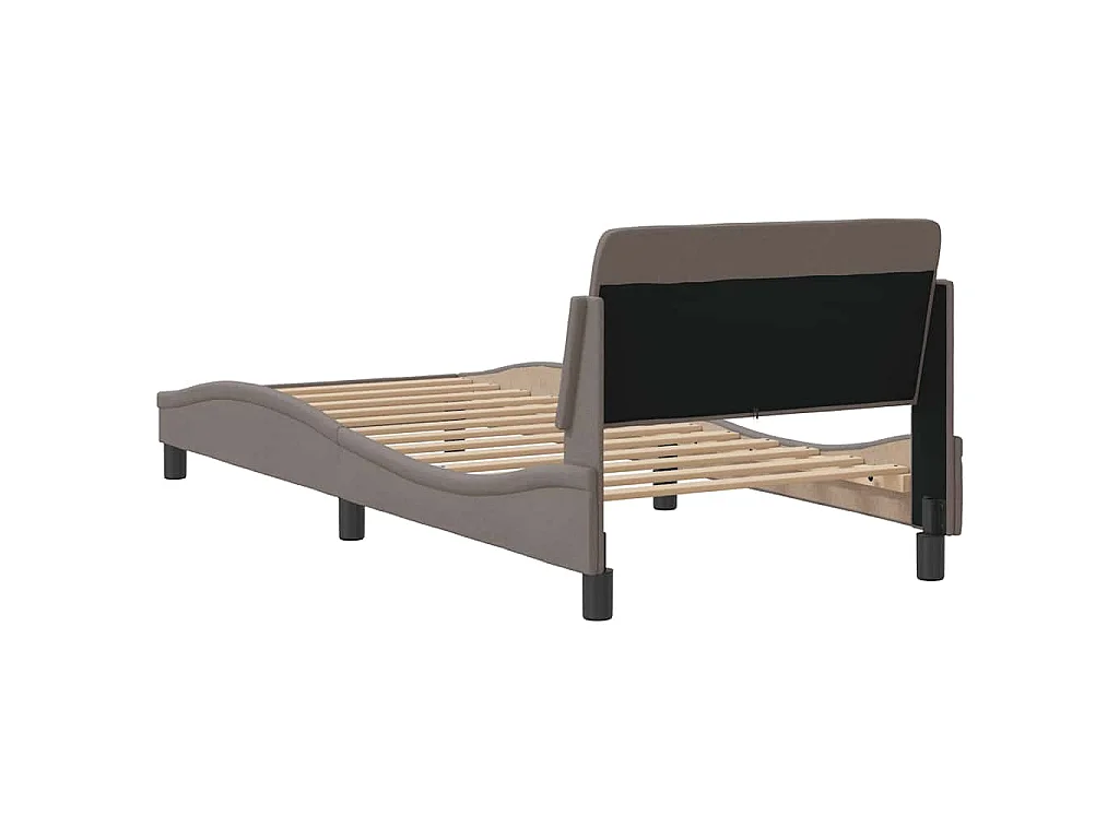 Cadre de lit avec tête de lit Dover taupe 90x190cm tissu