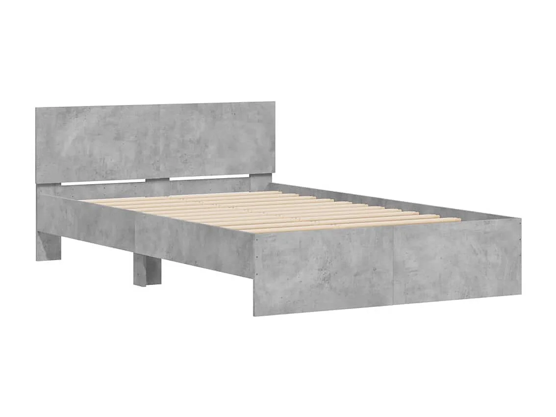 Estrutura de cama com cabeceira 135x190 cm cinzento cimento